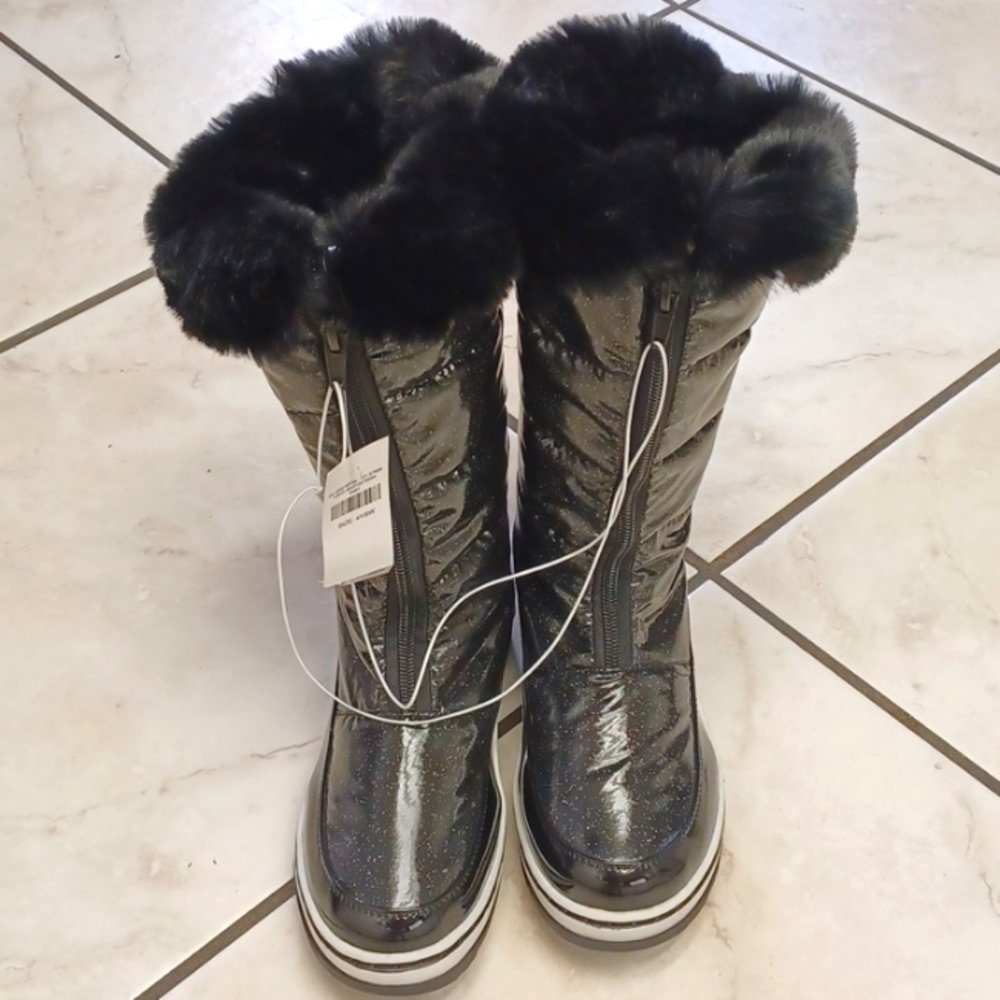 Justice Kid's PU Boots Black Size 4Y NWT